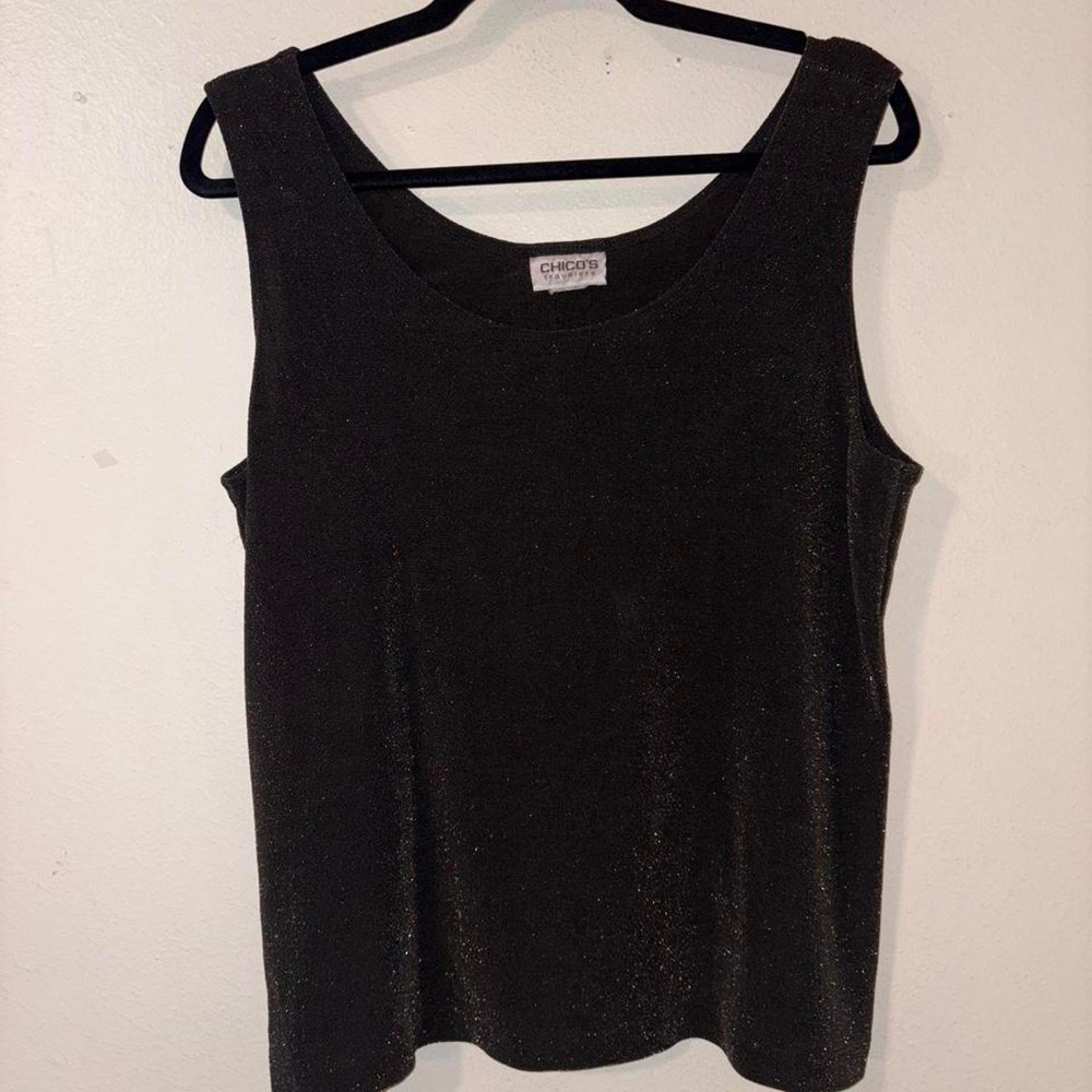Chico's Black glittery tank top with a boho vibe #festivalvibes #glam Size 3 XL - Picture 2 of 4